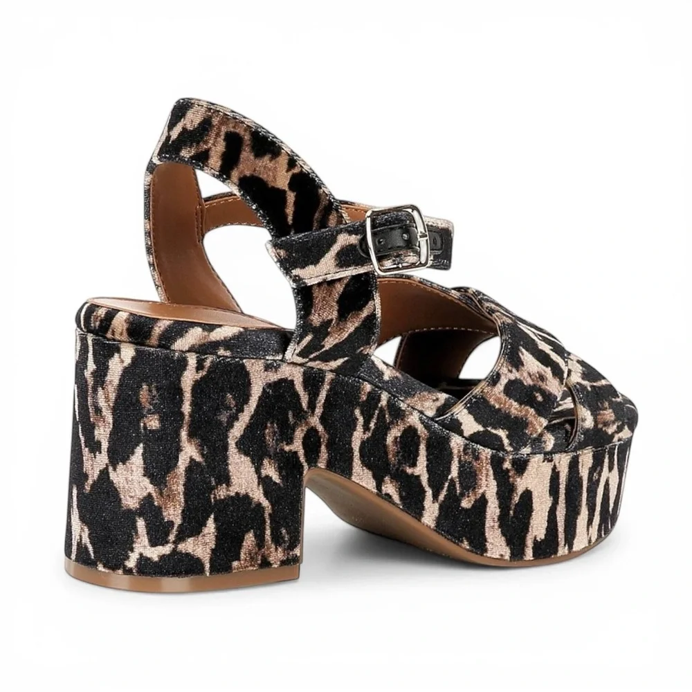 Gianni Bini Leopard Platform Sandals Women Velvet Joize Size 7.5 New - Picture 3 of 10